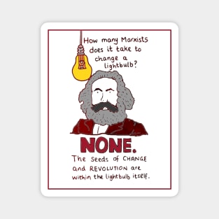 Marxism funny lightbulb joke hand drawn design Magnet