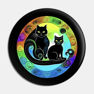 psychedelic cat mom with kitte Pin