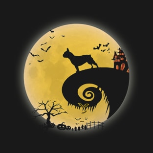 French bulldog Dog Shirt And Moon Funny Halloween Costume T-Shirt