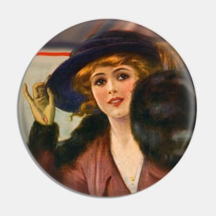 girl with stole and hat Pin