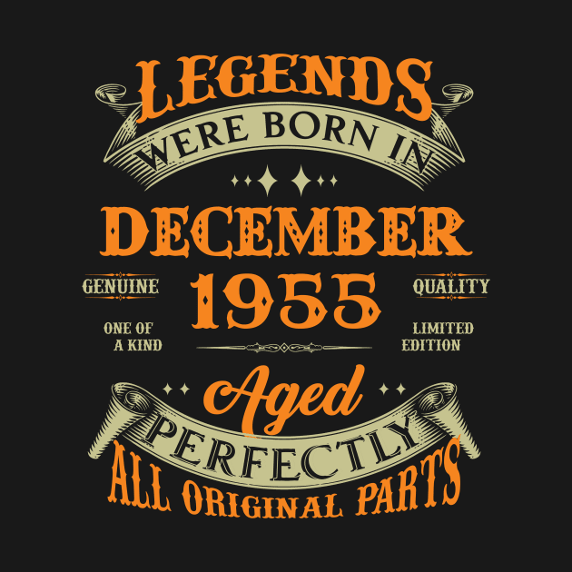 68th Birthday Gift Legends Born In December 1955 68 Years Old by Buleskulls 