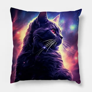 Cat Pet Animal Fantastic Galaxy Surrealist Pillow