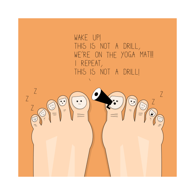 Funny illustration of feet on the yoga mat by SooperYela