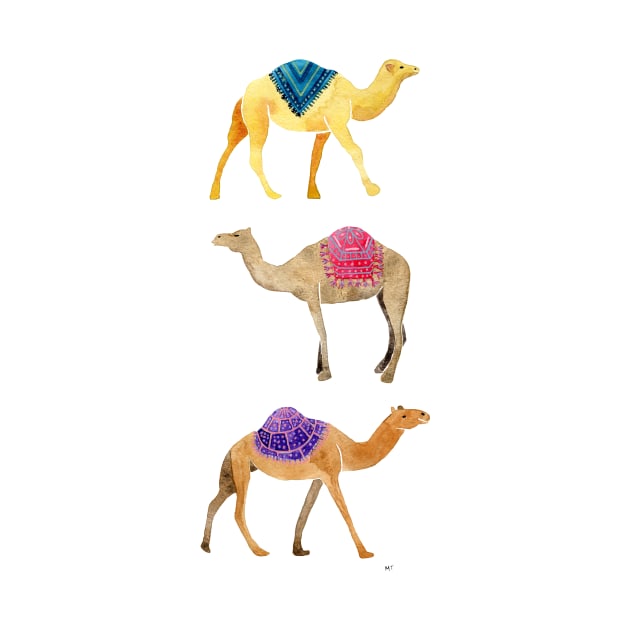 Watercolor Camels - Jewel & Yellow by monitdesign