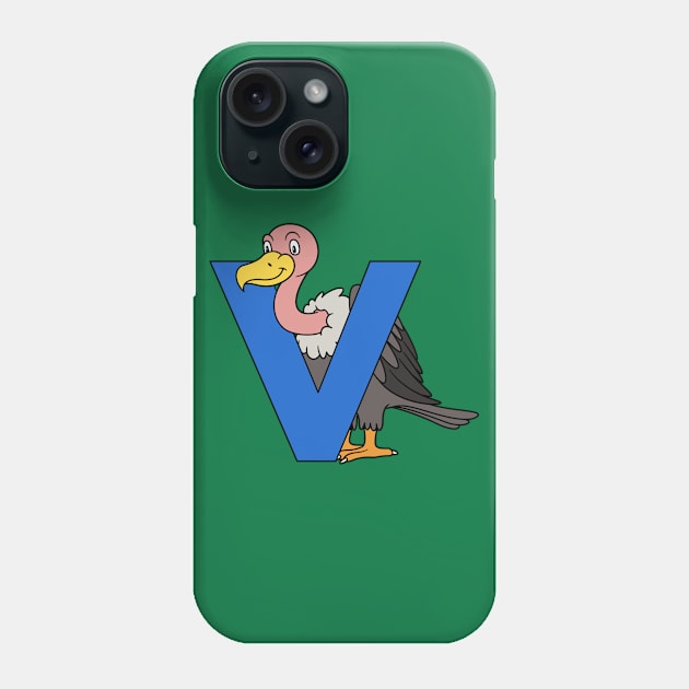 Letter V with Vulture Phone Case by BoombasticArt