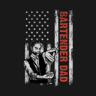 Bartender Dad American Flag Father's Day 4th Of July Gift T-Shirt