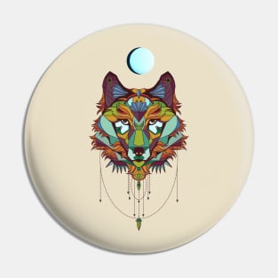 Full Moon Wolf Sacred Geometry Pin