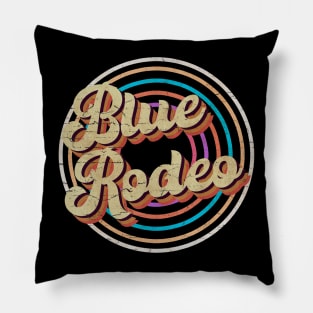 vintage circle line color Blue Rodeo Pillow