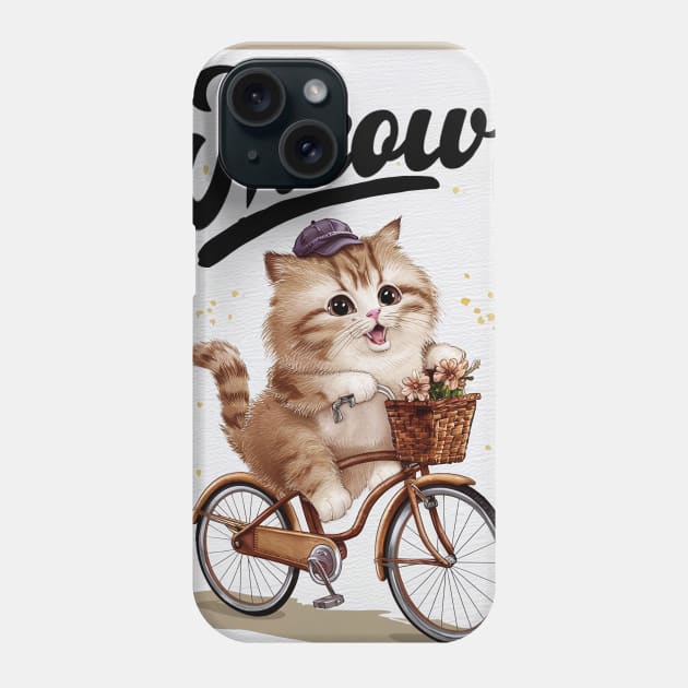 Meow cat riding a bicycle Phone Case by PetODesigns