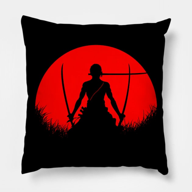 Red Moon Zoro Pillow by epyongart