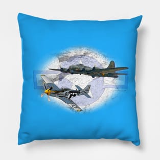 P-51 Mustang flying escort for B17 Pillow