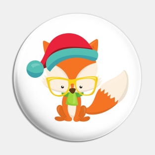 Winter Fox, Hipster Fox, Fox With Glasses, Scarf Pin