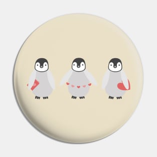 Valentine Penguins (Pink Background) Pin