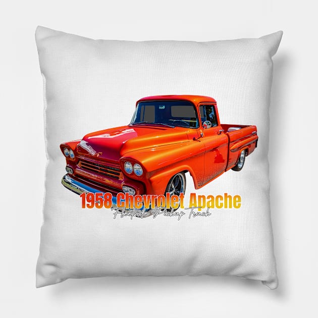 1958 Chevrolet Apache Fleetside Pickup Truck Pillow by Gestalt Imagery