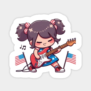 A Whimsical Tribute to American Culture in Cartoon Style T-Shirt Magnet