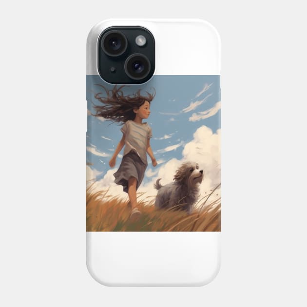 Windy Day to walk her dog Phone Case by Liana Campbell