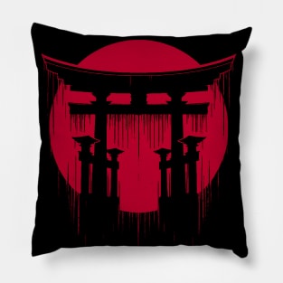 Grunge Torii Gate: A Step into Sacred World Pillow