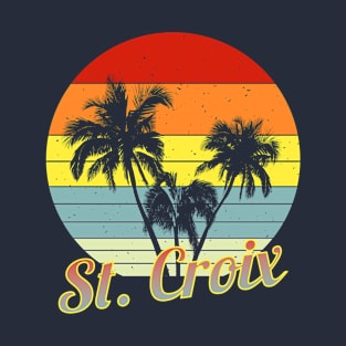 St. Croix Retro Tropical Palm Trees Vacation T-Shirt