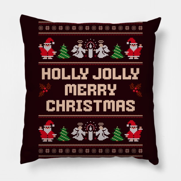 Holly Jolly Merry Christmas Pillow by Sobalvarro