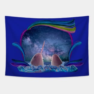 Narwhals Looking at the Night Sky Tapestry