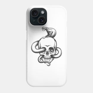 Snake and Skull Engraving Illustration Phone Case