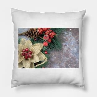 Christmas decorations on a grunge background with copy space. Pillow