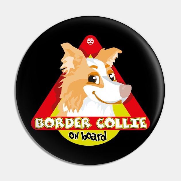 Border Collie On Board - Red Pin by DoggyGraphics