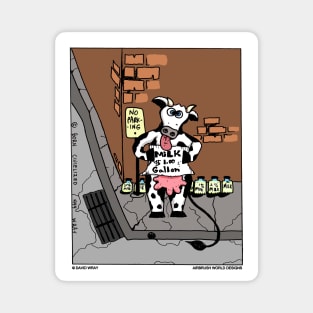 Homeless Cow Holding A Sign Funny Farm Animal Novelty Gift Magnet