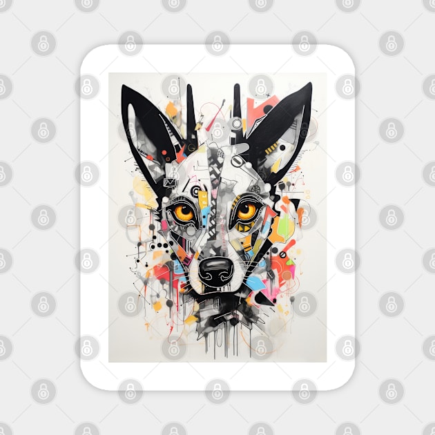 Cartoon African Wild Dog Graffiti #3 Magnet by Chromatic Fusion Studio