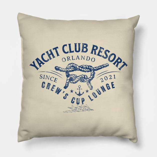 Distressed Yacht Club Resort Crew's Cup Lounge Orlando Florida Pillow by Joaddo