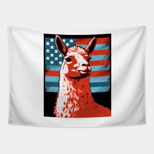 Abstract pop art style portrait of patriot llama Tapestry