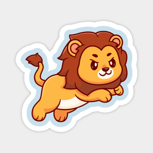 Cute Lion Jumping Cartoon Magnet