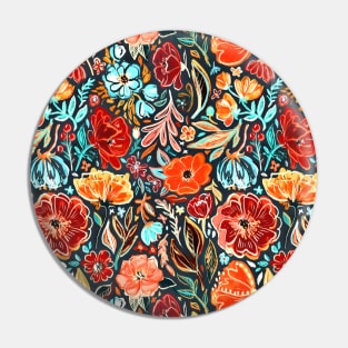 Vivid Messy Painted Floral Pattern Pin