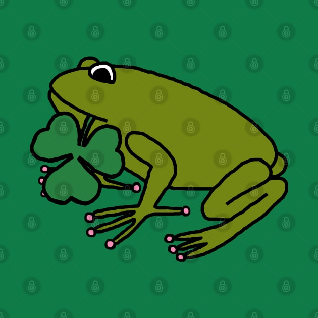 Saint Patricks Day Frog with Shamrock by ellenhenryart