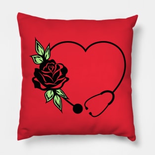 Doctor & Nurse Appreciation Floral Love Heart with Stethoscope Pillow