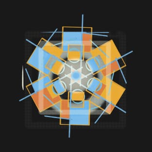 Geometric abstract modern orange blue T-Shirt