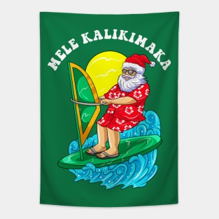 Mele Kalikimaka Santa Wind Surfing Christmas In July Tapestry