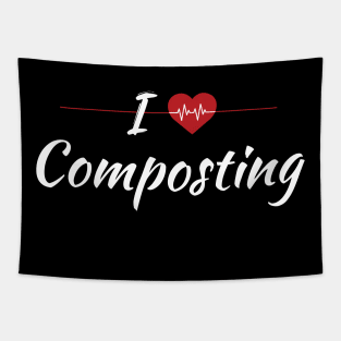 I Love Composting Cute Red Heart Tapestry