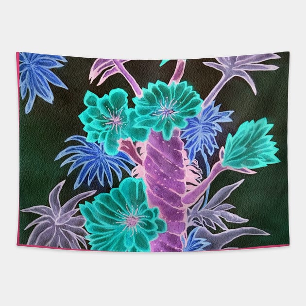 Neon Floral Painting Tapestry by Minxylynx4