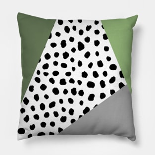 Geometric Polka Dot, Black, Sage and Olive Green Pillow