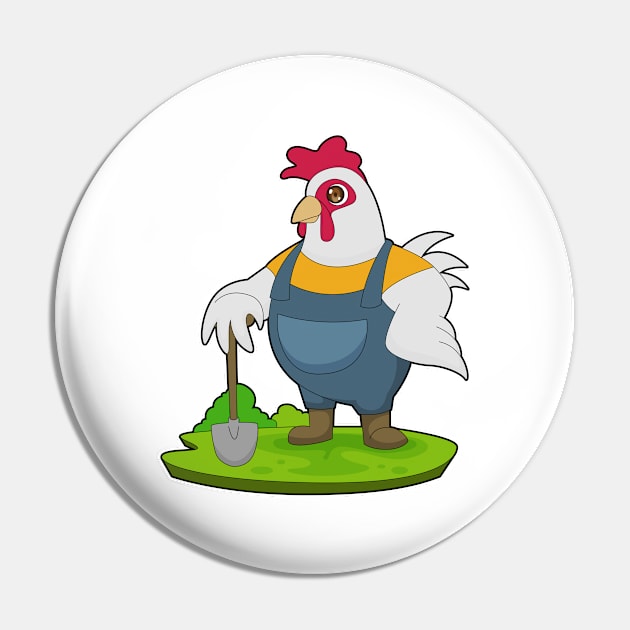 Rooster Farmer Shovel Pin by Markus Schnabel