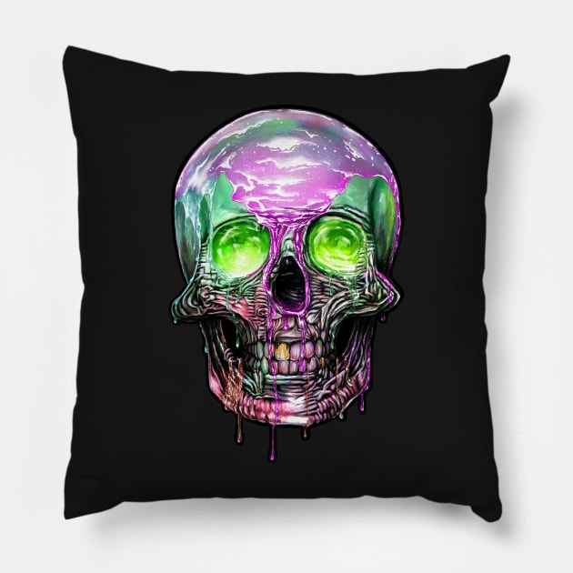 Liquid Sugar Skull - Punk skull candy slime drips 80s 90s Pillow by rolphenstien