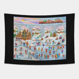 Winter Skating Party Tapestry