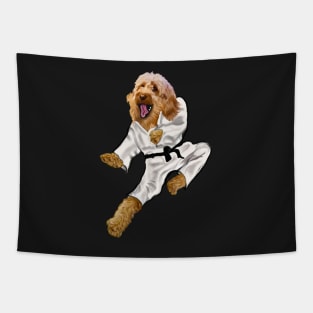 Cavapoo Fists of furry Kong fu Cava - Karate - martial arts Cavapoo Cavoodle puppy dog  - cavalier king charles spaniel poodle, puppy love Tapestry