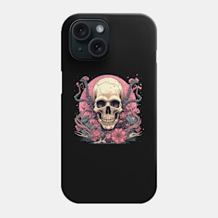 Classical Skull with Flowers and Sticks Phone Case