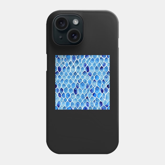 Blue tile watercolor pattern Phone Case by artsyworldart