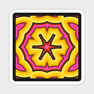 A yellow and pink kaleidoscope Magnet