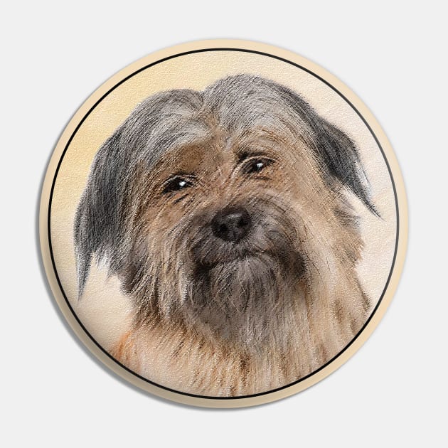 Pyrenean Shepherd Painting - Cute Original Dog Art Pin by Alpen Designs