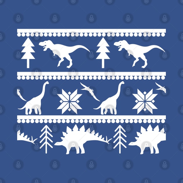 Dinosaur Fair Isle Pattern (Blue) by ziafrazier