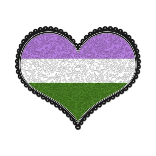 Elegant Genderqueer Pride Decorative Heart in Pride Flag Colors T-Shirt